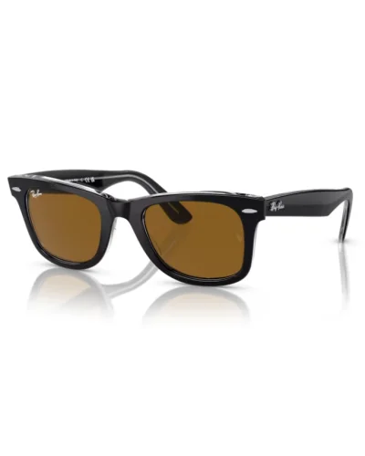Ray-Ban 2140 Wayfarer 129433 Nero Su Trasparente Occhiali Da Sole