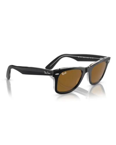 Ray-Ban 2140 Wayfarer 129433 Nero Su Trasparente Occhiali Da Sole